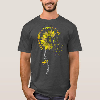T-shirt Sunflower Faith Hope Love Ribbon Cancer de l'enfan