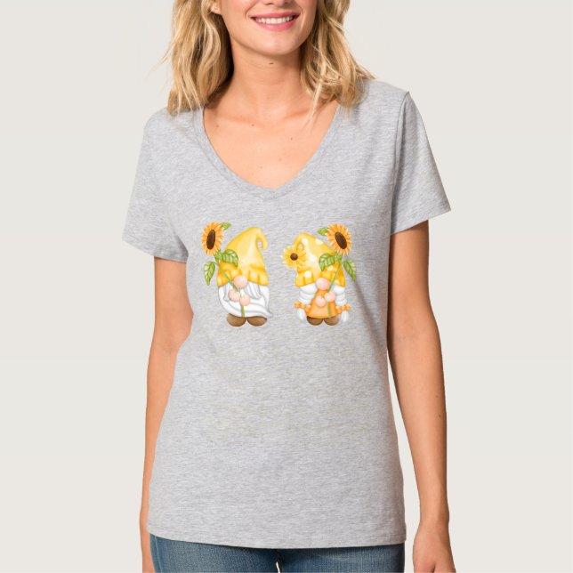 T-shirt Sunflower Gnomes Gardening Gnome  (Devant)