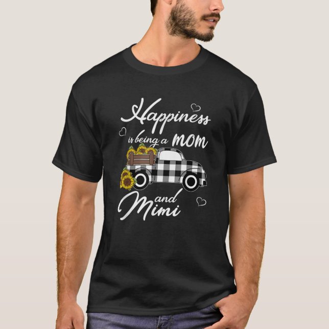 T-shirt Sunflower Grandma Happiness is being a Mom and Mim (Devant)