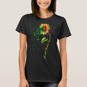 T-shirt Sunflower Green Ribbon Support Santé mentale Sensi