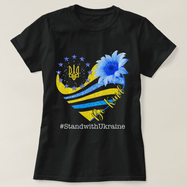 T-shirt Sunflower Heart drapeau ukrainien Soyez un stand a (Design devant)