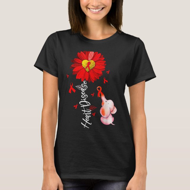 T-shirt Sunflower Heart Warrior Red Elephant Heart Disease (Devant)