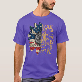 T-shirt Sunflower Home of The Free Because of The Brave 4t