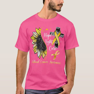 T-shirt Sunflower Hope Fight Cure Ribbon Childhood Cancer