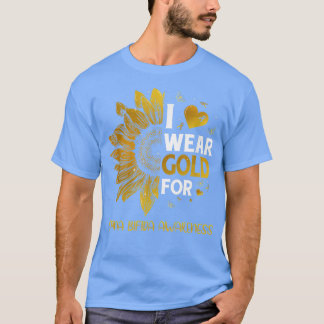 T-shirt Sunflower I Wear Gold Ribbon Spina Bifida Lauréats