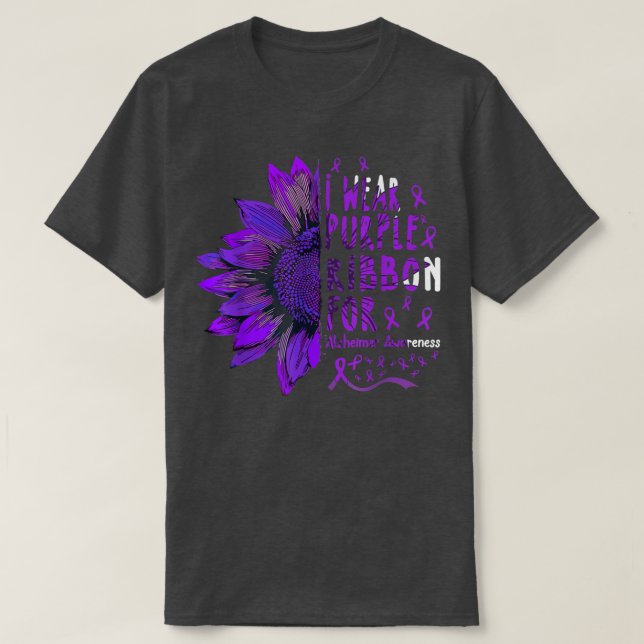 T-shirt Sunflower I Wear Purple Ribbon pour Alzheimer Awar (Design devant)
