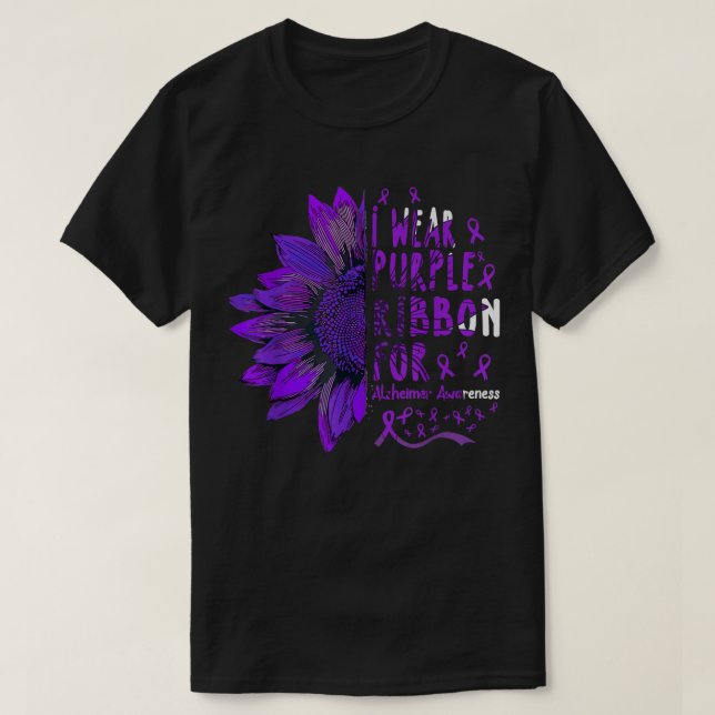 T-shirt Sunflower I Wear Purple Ribbon pour Alzheimer Awar (Design devant)