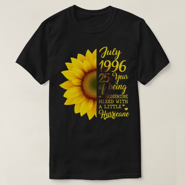 T-shirt Sunflower July 1996 25 Years Of Being Sunshine Hur (Design devant)