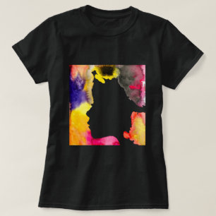T-shirt Sunflower lady silhouette watercolor art