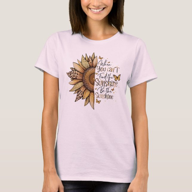 T-shirt Sunflower & Leopard Print Quote – Be the Sunshine (Devant)