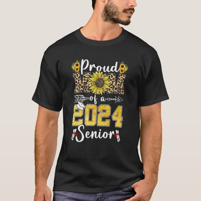 T-shirt Sunflower Leopard Proud Mom Of a 2024 Senior Gradu (Devant)