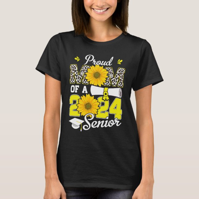 T-shirt Sunflower Leopard  Proud Mom of a Class of 2024 24 (Devant)