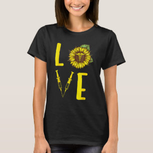 T-shirt Sunflower Love Infirmière Fleur Infirmière Vintage