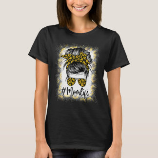 T-shirt Sunflower Maman Vie Messager Bun Cheveux Lunettes