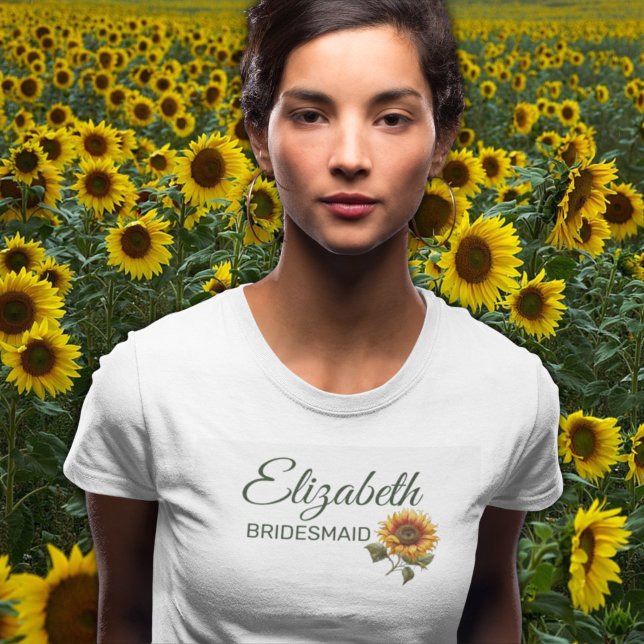 T-shirt Sunflower Mariage Forest Green Bridesmaid (Créateur téléchargé)