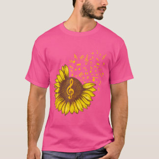 T-shirt Sunflower Music Note Musique Loisirs rétro