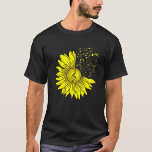 T-shirt Sunflower Musical Instrument Musique Notes Fleur M