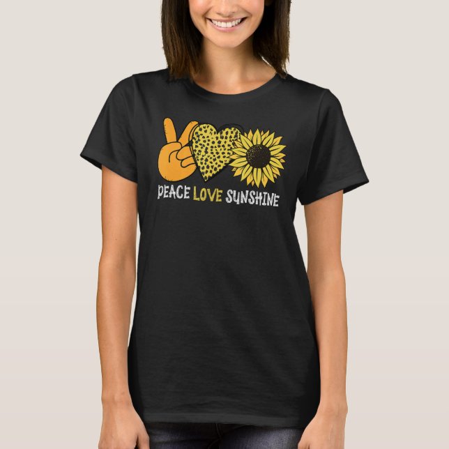 T-shirt Sunflower Peace Love Sunshine Tournesol Pour Homme (Devant)