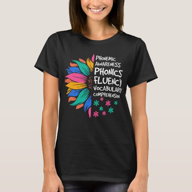 T-shirt Sunflower Phonemic Awareness Phonics Fluence (Devant)