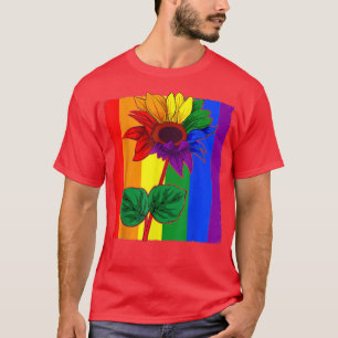 T-shirt Sunflower Rainbow Flag LGBTQ Cute Flower Gay Pride