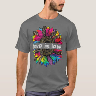 T-shirt Sunflower Rainbow Love Is Love LGBT Gay Lesbian Pr