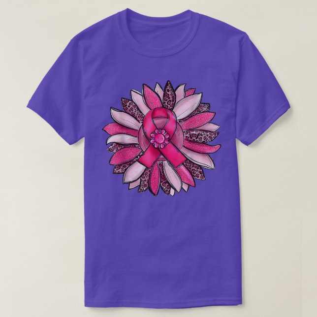 T-shirt Sunflower rose Ruban rose cancer du sein rose Sens (Design devant)
