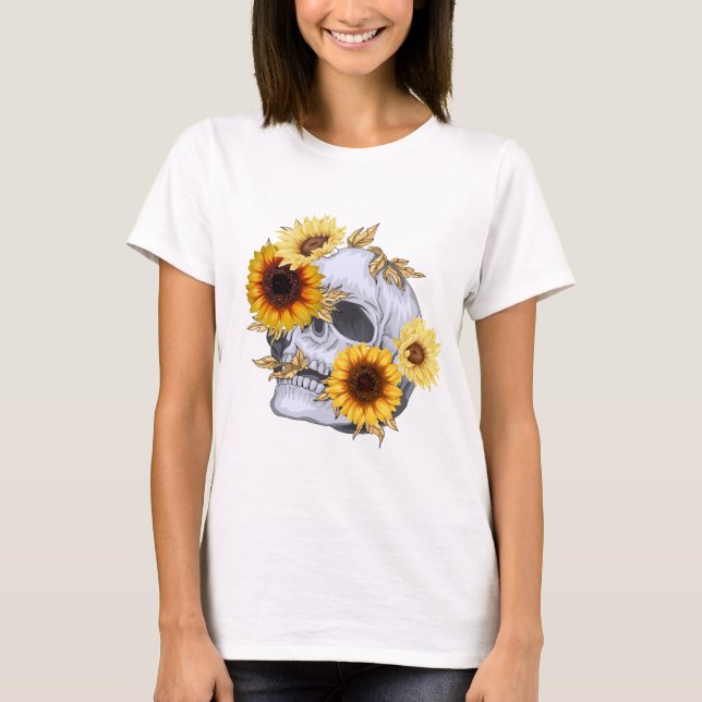T-SHIRT SUNFLOWER SKULL WOMEN'S T SHIRT (Devant)