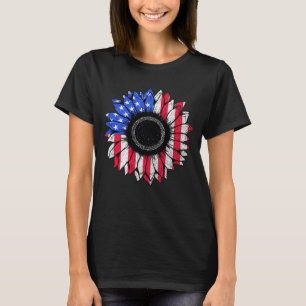 T-shirt Sunflower Usa Drapeau américain 4 juillet patrioti