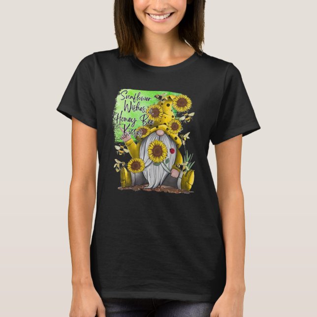 T-shirt Sunflower Wishes And Honey Bee Kisses With Cute Su (Devant)