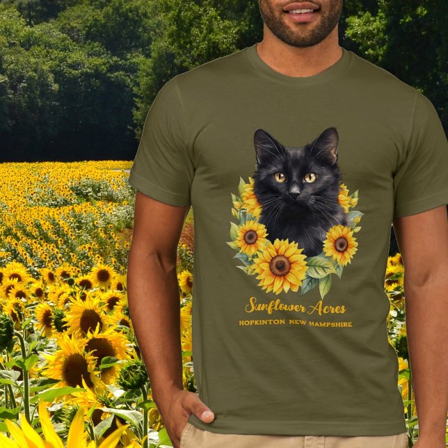 T-shirt Sunflowers Black Cat Nom de la ferme (Créateur téléchargé)