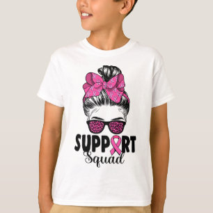 T-shirt Sungles Messy Bun Support Squad Cancer du sein