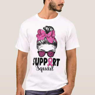T-shirt Sungles Messy Bun Support Squad Cancer du sein