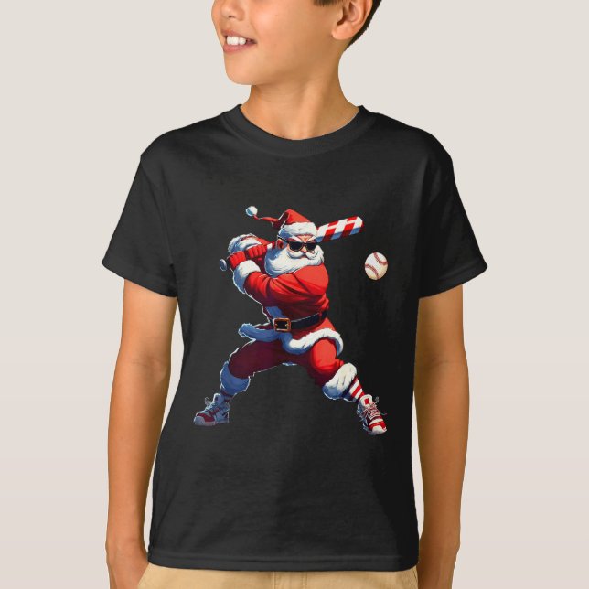 T-shirt Sungles Santa Playing Baseball Christmas Pajamas X (Devant)