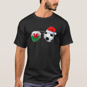 T-shirt Sunlunettes Santa Hat Wales Football Team World So
