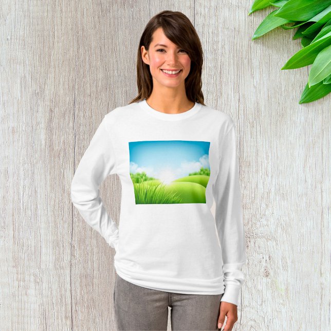 T-shirt Sunny Green Field Landscape (Créateur téléchargé)