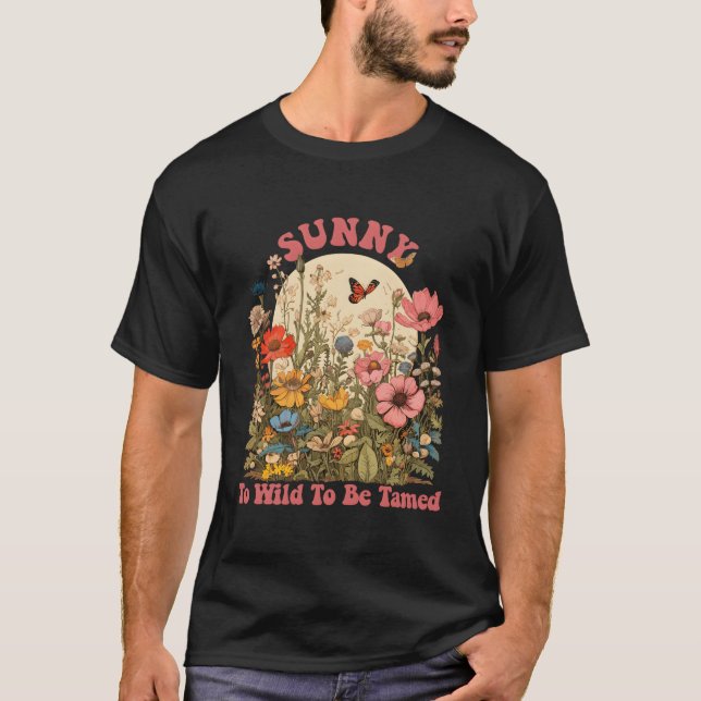 T-shirt Sunny Nom Cute Retro Girls Fleur sauvage Sunny Nom (Devant)