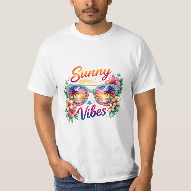 T-shirt Sunny Vibes Tropical Sunset Sunglasses Men’s Value (Devant)