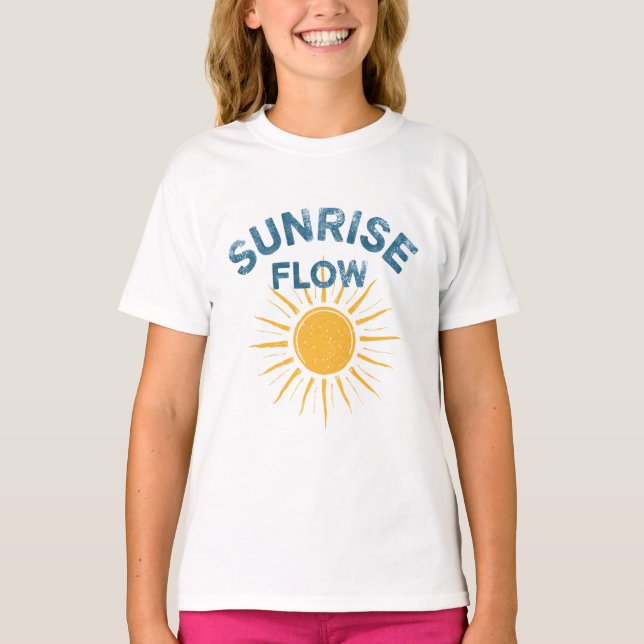 T-shirt Sunrise Flow Retro Graphic Print Yoga Beach Girl's (Devant)