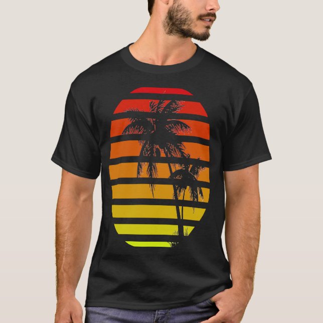T-shirt Sunrise Summer Palm Feeling Beach Design (Devant)