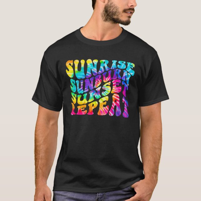 T-shirt Sunrise Sunburn Sunset Répéter Tie Dye Bonjour été (Devant)