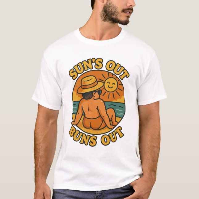 T-shirt Suns Out Buns Out Funny Summer Beach Shirt (Devant)