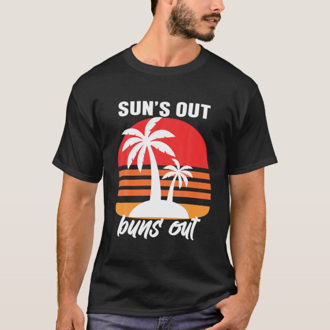 T-shirt Sun's Out Buns Out, Palm Tree Tee - shirts d'été,  (Devant)
