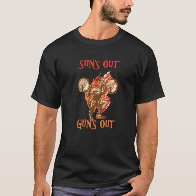 T-shirt Sun's Out Guns Out Graphic Bodybuilding (Devant)