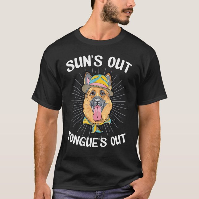 T-shirt Suns Out Tongues Out German Shepard Shepherd Chien (Devant)