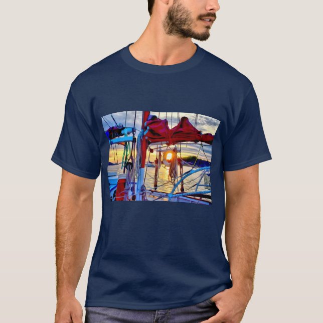 T-shirt Sunset and Sailboats (Devant)