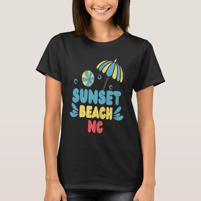T-shirt Sunset Beach NC Vacances d'été Beachball (Devant)