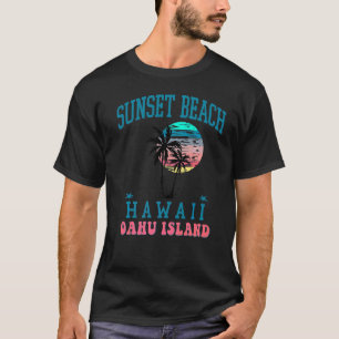 T-shirt Sunset Beach Oahu Island Hi Beach Palmiers Summe