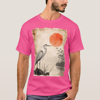 T-shirt Sunset Bird Silhouette Faune Papyrus Japonais v