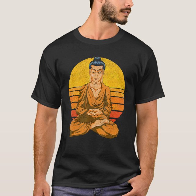 T-shirt Sunset Buddhist Spiritual Meditation Buddhism Retr (Devant)