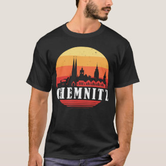 T-shirt Sunset Chemnitz Skyline en style Vintage rétro